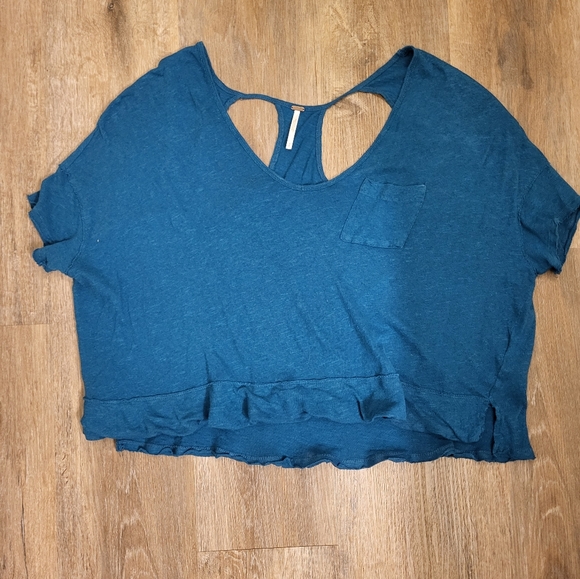 Free People Crescent Moon Jersey Pullover Top In Peacock Size Small - Picture 5 of 8
